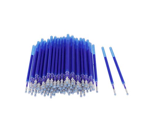 100 Pcs Heat Erasable Fabric Refills Patchwork Marking Pens High Temperature Disappearing Ink Fabric Markers for Embroidery Cross Stitch Handicarft Needlework Tailors Sewing Quilting and Dressmaking - color: Blue