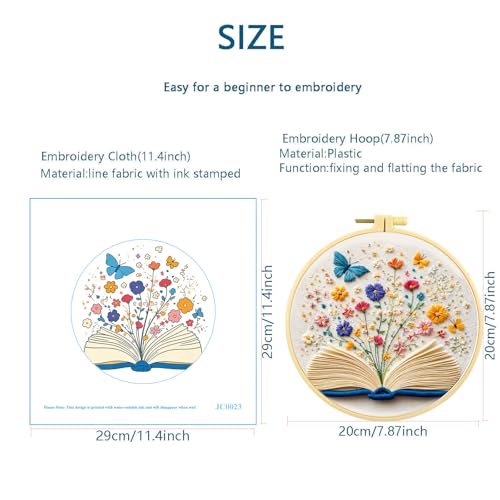 Qvthpv Embroidery Kit for Beginners, Stamped Book Butterfly Garden - color: The Garden in the Book