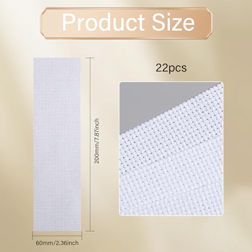 GLOBLELAND 22 Pcs Blank Cross Stitch Bookmark 14CT 7.87"x2.36" Cotton Cross Embroidery Bookmarks Aida Fabric Cross Stitch Simple Cross Stitch Fabric for Crafts DIY Crafts Sewing Projects Readers
