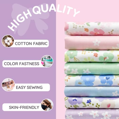 Aubliss 8pcs Fat Quarter Fabric Bundles (100% Cotton - 20'' x 20'') - color: Pastel
