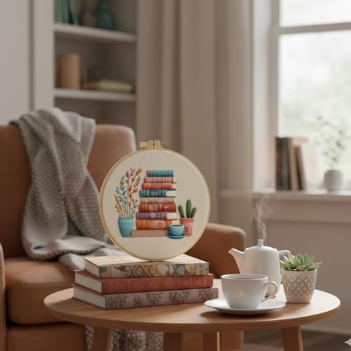 CZFSWT Embroidery Kit, Mini Embroidery Kit, Cross Stitch Kit with Instructions, 20cm Bamboo Embroidery Hoop Suitable for Handicraft Enthusiasts, DIY Gifts and Home Decor
