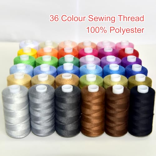 72Pcs 36 Colors Prewound Metal Bobbins and 36 Colors Sewing Thread Spools for Hand & Machine Sewing, Emergency and Travel, DIY and Home - color: rainbow color