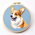 Cute Corgi Dog DIY Stamped Cross Stitch Kits Easy for Beginners and Children with Hoop 11CT Needlepoint Counted Embroidery Kits Art Craft Wall Decoration 12x12inch(2)