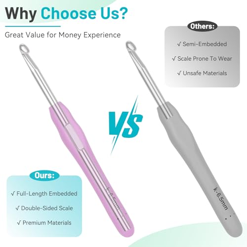 Coopay Crochet Hooks Set with Case, 12 Size Crochet Needles for Crocheting - color: Ergonomic Metal Set With Case