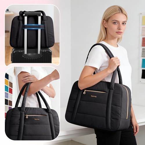 Teamoy Puffer Sewing Machine Carrying Case, Black - color: Black