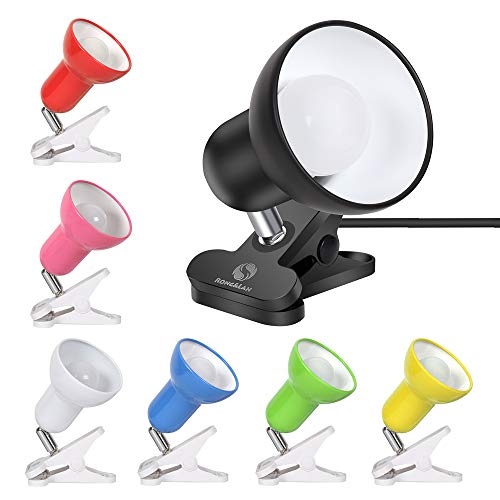 RONG&LAN Clip lamp,360° Rotation Clip on Lamp Portable Book Reading Light,Clamp on Desk/Table/Bunk Bed/Cupboard Home Lighting, (Desk lamp,Seven Colors for Your Choice) (Blue) - color: Blue
