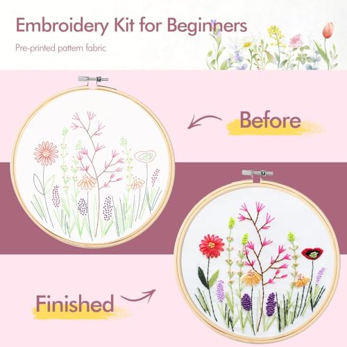 wtisan 4 Pack Embroidery kit for Beginners Cross Stitch Kits for Adults - color: KIT 01