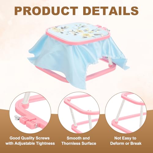 PATIKIL 7.1" x 6.7" Square Embroidery Hoop Stand, Adjustable ABS Plastic Cross Stitch Stand Hands-Free 2-Tier Embroidery Hoop Holder Punch Needle Frame for Sewing Arts Needlework, Red - color: Red, size: 7.1" x 6.7"