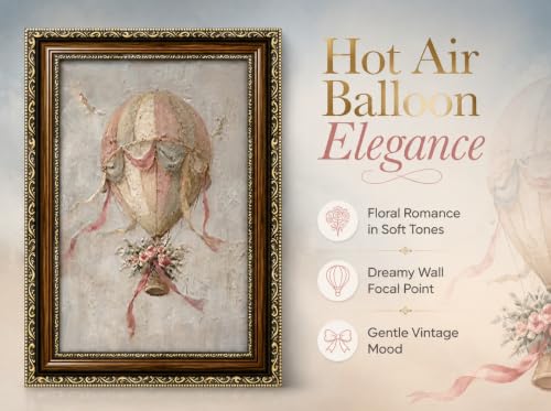 PZBPIUY Framed Nursery Wall Art, Hot Air Balloon Print, Textured Painting - color: Hot Air Balloon, size: 24"L x 16"W