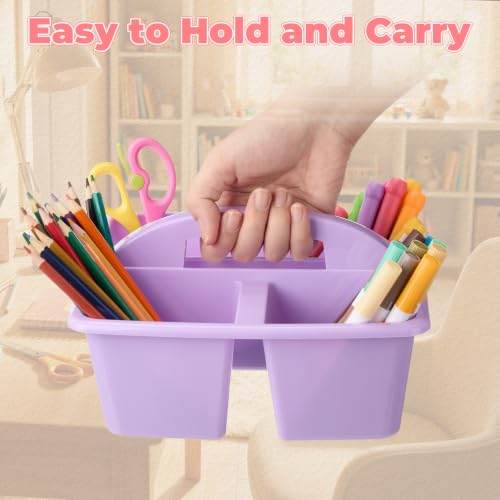 Kathfly 12 Pack Classroom Caddy Organizer with Handle Bulk, Purple Pink - color: Purple Pink