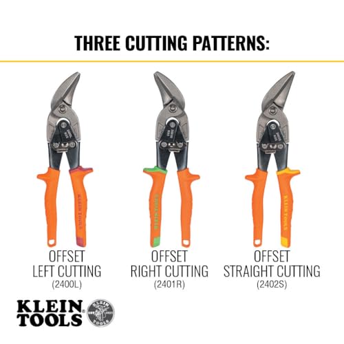 Klein Tools 2401R Right-Cutting Offset Snips, Aviation Tin Snips with Forged Blade for Precision Sheet Metal Cutting - style: Right-Cutting