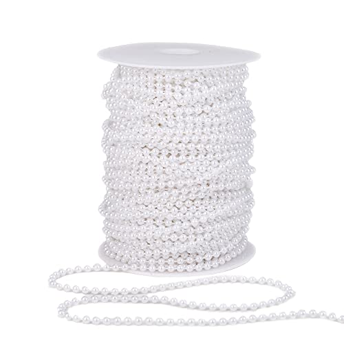 4mm Crafts Faux Pearl Beads Garland Pearl Bead Roll Strand of Pearls to Decorate Floral Centerpieces Wedding Party Favor Christmas Tree(131 Feet White) - color: White, size: 4 mm