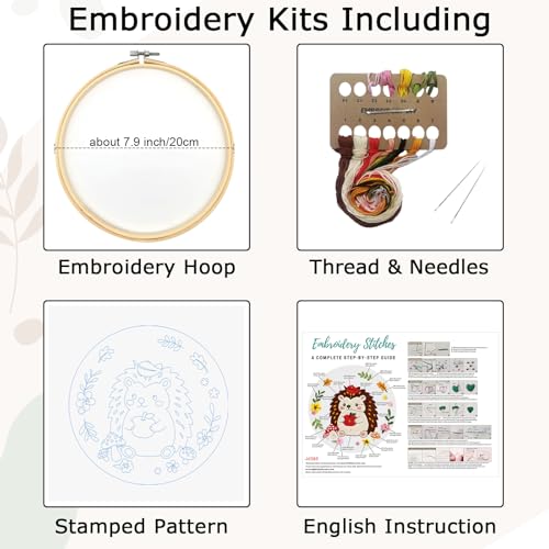 Louise Maelys Hedgehog Embroidery Kit, Cross Stitch Kit for Beginner - color: Hedgehog