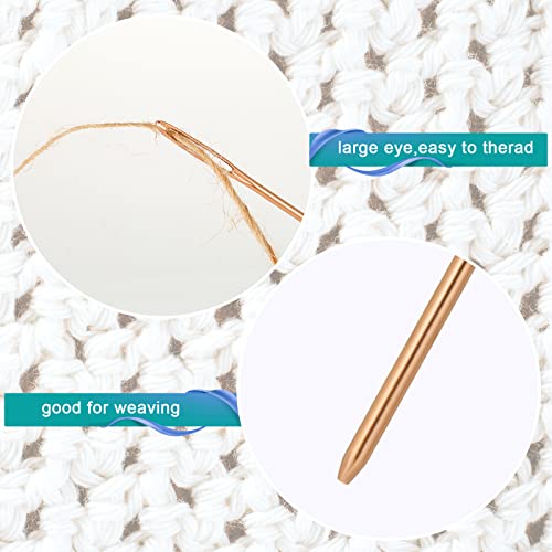 16pcs Large-Eye Blunt Needles, 7cm/2.75inch Yarn Knitting Needles Tapestry Sewing Needles Wool Hand Metal Sewing Knitting Needles for Crochet Projects (Rose Gold)