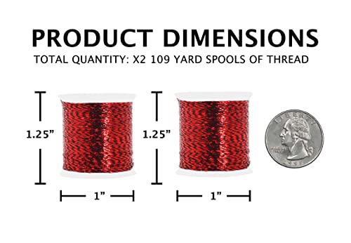 Mandala Crafts Metallic Red Embroidery Floss for Sewing, 218 Yard Spool - color: Red, size: 200M 218 Yards