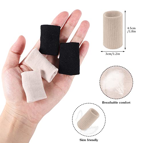 20 Pcs Finger Sleeves Protectors, Elastic Sport Finger Sleeves, Black/Nude - color: Black, light skin tone