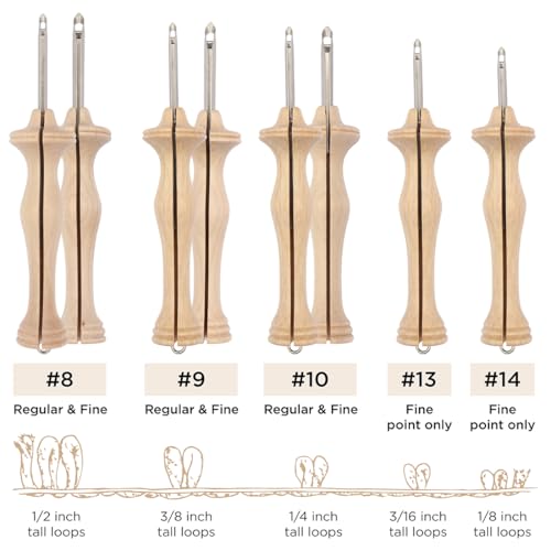 The Oxford Punch Needle Complete Set - 8 Sizes | Ergonomically Designed Natural Wood Handle | Electropolished Steel Tip | Ideal for Punch Needle Rug Hooking
