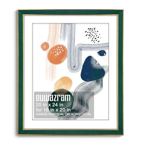 Suede 20x24 Frame - Single Frame, Christmas Elegant Green 20 x 24 Poster Frame with Mat for 16x20, 20x24 Picture Frames for Artwork, Puzzles, Photos and Movie Posters - color: Green, size: 20" x 24" / 16" x 20" mat