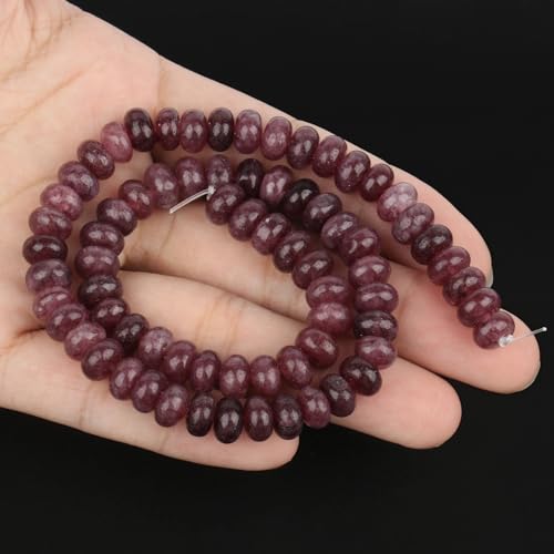 5x8mm 100Pcs Natural Amethyst Rondelle Beads for Jewelry Making Loose Spacer Abacus Disk Beads Gemstone for Bracelets Necklace DIY Crafts - color: Amethyst