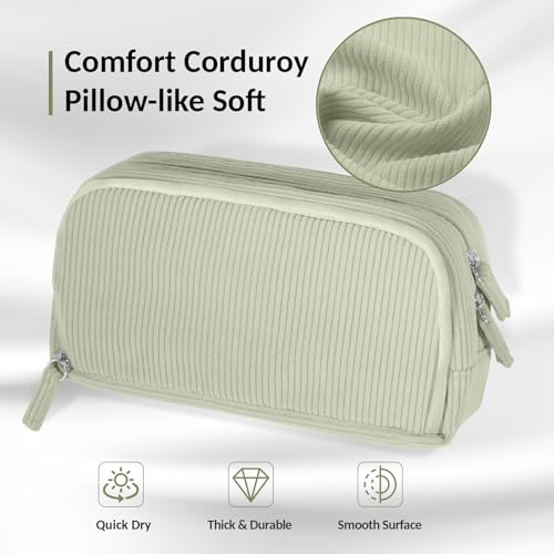Sooez Big Capacity Pencil Case Pen Pouch, Soft Corduroy Pencil Bag - color: Green