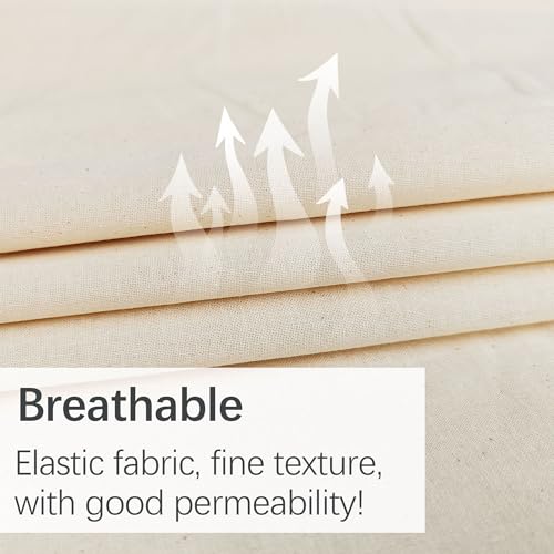 100% Cotton Unbleached Muslin Fabric, 63 Inch X 2.5 Yards by The Yard, Medium & Light Weight Draping Fabrics Suitable for Sewing, Embroidery, Garments, Apparl Cloth and Crafts Material-Natural