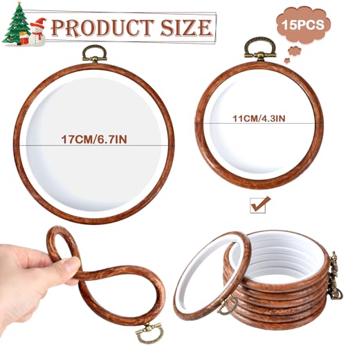 Burbell 15 Pcs 4 Inch Round Embroidery Hoops Frame - size: 4 Inch