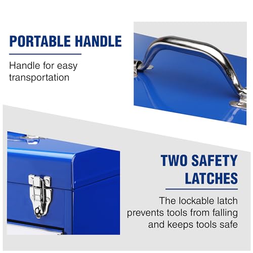WORKPRO 18-Inch Tool Box with 2 Drawers & Top Storage - color: Blue, size: 18 Inch
