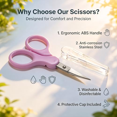 PAFASON Small Travel Sewing Crafting Scissors Set Straight Curved Tip - color: Straight 4in + Curved 3.5in Red