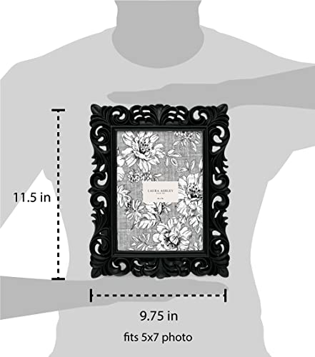 Laura Ashley 5x7 Black Vintage Inspired Resin Scroll Design Picture Frame - color: Black, size: 5x7