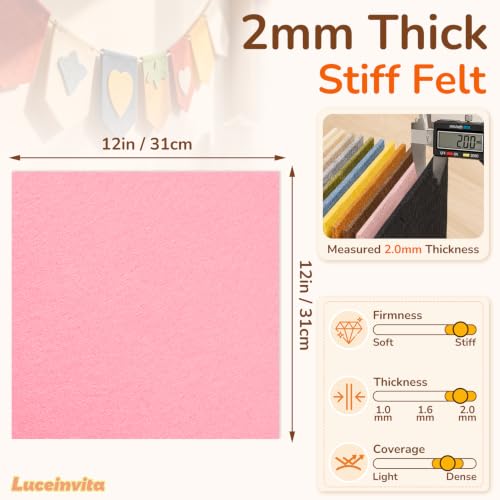 2mm Stiff Felt Sheets 12" X 12" (10 Pack, Blush Pink) - color: Blush Pink