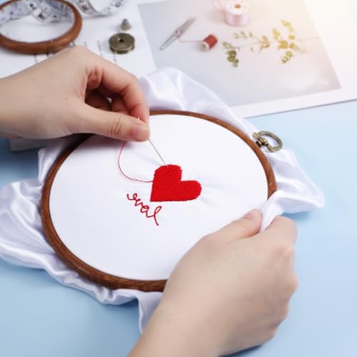 Oqqlin 12 Pcs Round Embroidery Hoop, 6 Inch Imitation Wood Embroidery Hoops Decorative Round Rubber Cross Stitch Hoop Ring for Sewing, DIY Craft, Hanging Decor - size: 6 Inch