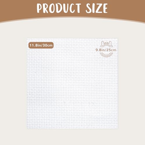 10 PCS White Aida Cloth 14 Count Cross Stitch Fabric (11.8×11.8 Inch) - size: 11.8 × 11.8 Inch