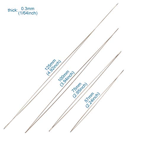 Craftdady 8Pcs Big Eye Beading Needles 4 Sizes Stainless Steel Collapsible Embroidery Sewing Needles for Jewelry Making - color: Stainless Steel Color, 4 Sizes