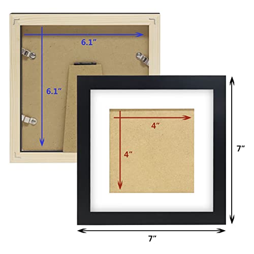 6x6 Black Picture Frames Square Classic Natural Wood 6 Pack for Wall Mounting and Tabletop Display - color: Black, size: 6x6