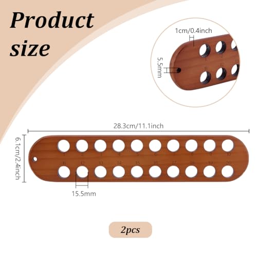 PH PandaHall 2pcs Embroidery Floss Organizer, 20 Hole Wooden Cross Stitch Thread Holder Storage Tool with Numeric Portable Thread Winding Plate for Cotton Thread Craft DIY Sewing Storage