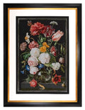 Thea Gouverneur - Counted Cross Stitch Kit - Still Life with Flowers in a Glass Vase - Aida Black - 18 Count - for Adults - DMC Embroidery Threads and Other Cross Stitch Supplies Included - 785.05 - color: 785.05 Aida Black