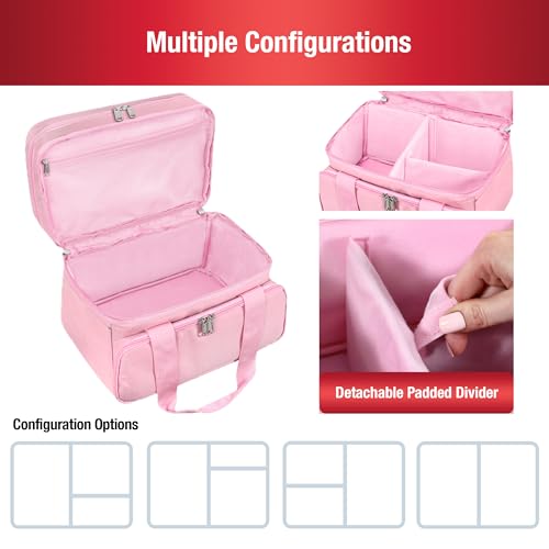 SINGER Portable Sewing Accessories Organizer Bag, 18 Compartments, Pink - color: Pink