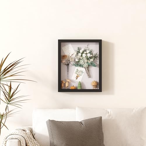 Muzilife 8.5x11 Small Shadow Box Wood Picture Frame, Tempered Glass, Black - color: Black, size: 8.5x11