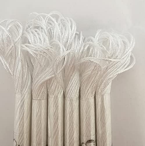 KCS 6-Strand Cross Stitch Metallic Variegated Pearl Shiny Embroidery Floss (6 skeins, P5200 White) - color: P5200 White