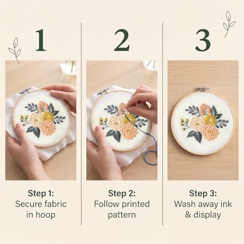 Leisure Arts Mini Maker Embroidery Kit, Pink