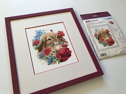 RIOLIS 1986 Bunny in Flowers Counted Cross Stitch Kit 6 x 7 in - style: Bunny in Flowers 1986