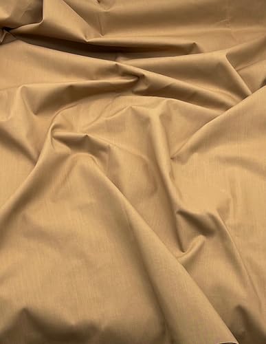 EOVEA - Cotton Polyester Fabric by The Yard – 60" Wide Broadcloth Fabric, Soft, Lightweight & Breathable Material for Lining, Curtains, Bedding, Skirts, Sewing Projects (Khaki, 1 Yard) - color: Khaki, size: 1 Yard