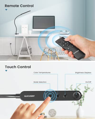 Glocusent Clip On Lamp, 5 Color & 5 Brightness - color: Black