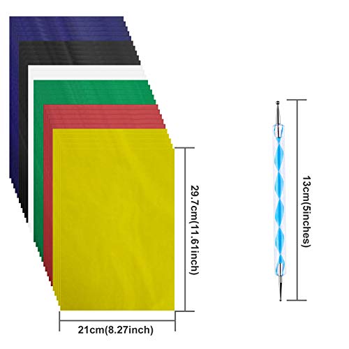 120 pcs Transfer Paper Carbon Tracing Paper Carbon Water-Soluble Transfer Paper for Transfer Pattern on Fabric,Wood,Cross Stitch Cloth,Paper, Hand Painting with 5 pcs Embossing Stylus(A4,6 Color)