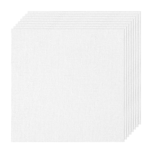8 PCS 13.8 × 13.8 Inch Linen Embroidery Fabric, Bright White - size: 13.8 × 13.8 Inch