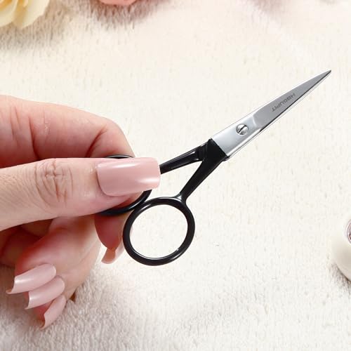 4" Small Precision Embroidery Scissors - All purpose Stainless Steel Sharp Fabric Scissors for DIY Craft Thread Cutting Yarn, Knitting Needlework Stitching Shears, Manicure Cuticles Nail