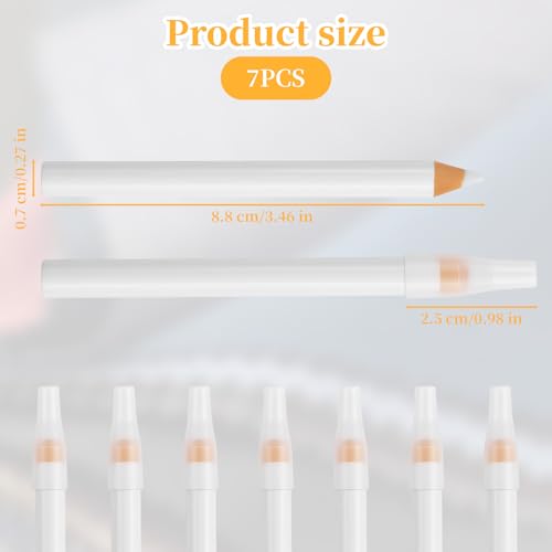 Notoke 7 PCS Washable Fabric Marking Pencils, White Sewing Pencils with Tip Protectors for Tailoring, Quilting, Dressmaking & DIY Craft Projects (8.75cm/3.44 inch)