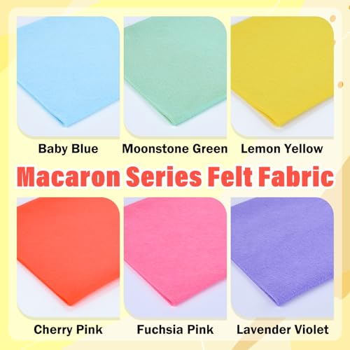 XSEINO 6 Rolls 12"x35" Large Felt Sheets(5.8Yds Total), 1.4mm Thick Nonwoven Fabric for Sewing, 6 Macaron Series Colors, Bulk DIY Craft Supplies for Bags, Garland, Decor - color: Macaron Series