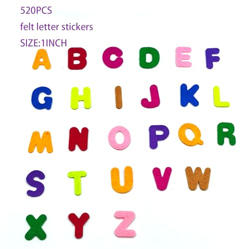 520Pcs Felt Letter Stickers, 1 Inch Alphabet for DIY Crafts