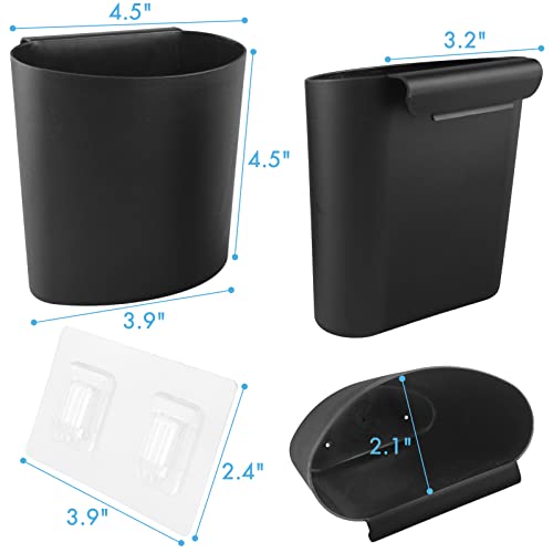 4 Pack Wall Caddy Pen Holders, Adhesive Wall Mount Hanging Bins Cups(Black) - color: Black